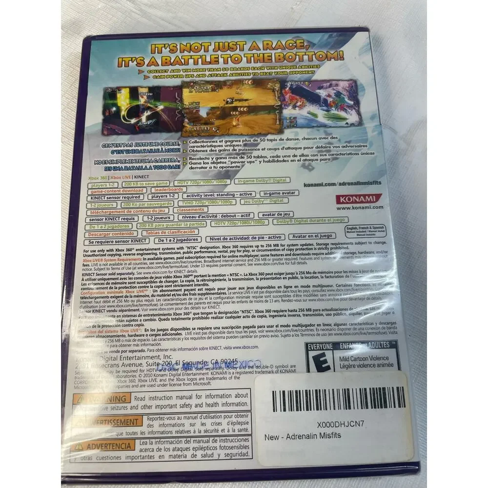 NEW Sealed Microsoft XBOX 360 Adrenalin Misfits Kinect Konami